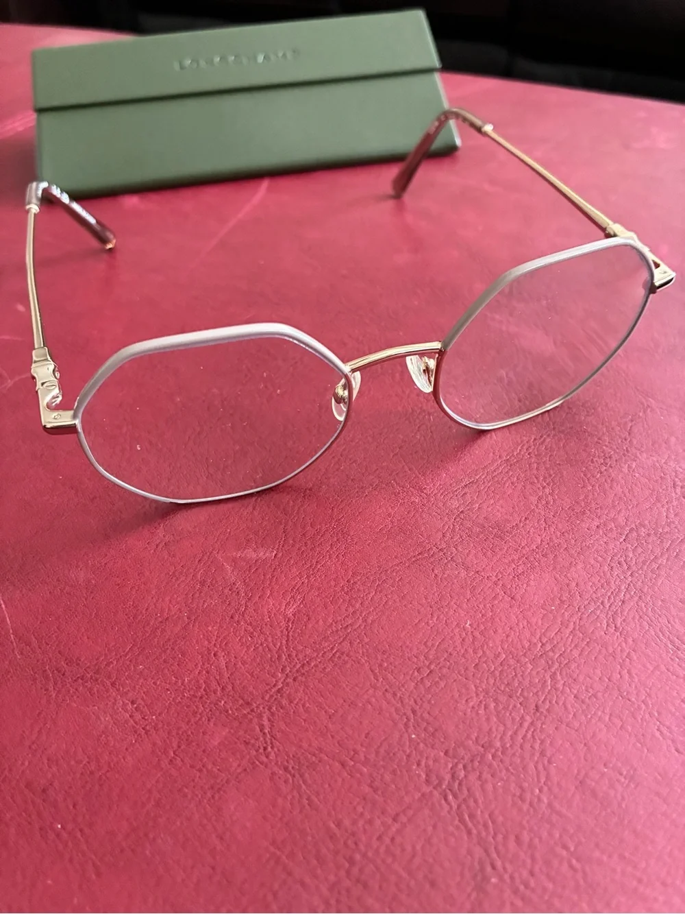 Longchamp Gold Geometric Metal Frame Glasses